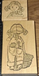 rubber stamp Art Impressions Country Girl Front & Back 2 Stamps T1519,tray23 - Picture 1 of 5