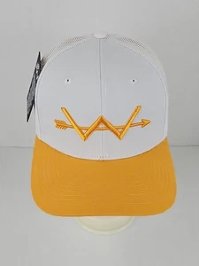 Webb Western Ranch Hat Trucker Cap Snap-Back Orange & White Embroidered Logo - Picture 1 of 14
