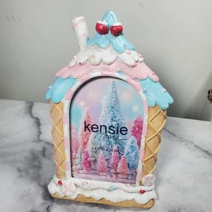 Kensie Home Photo Frame Christmas Winter Ice Cream House Pastel Glitter 4 x 6” - Picture 1 of 7