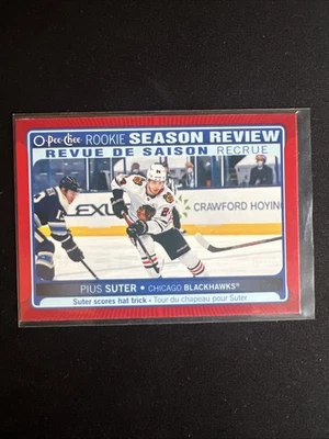 #542 Pius Suter Rookie Season Review 2021-22 O-Pee-Chee Red Border Parallel SP - Image 1 of 4