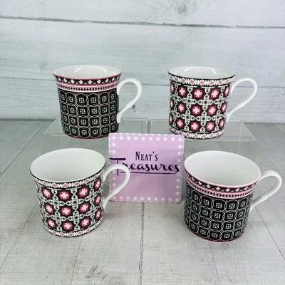 Juego de 4 tazas Gracie STECHCOL Bone China mosaico marroquí azulejo costero importaciones 10 oz Foto 1 de 4