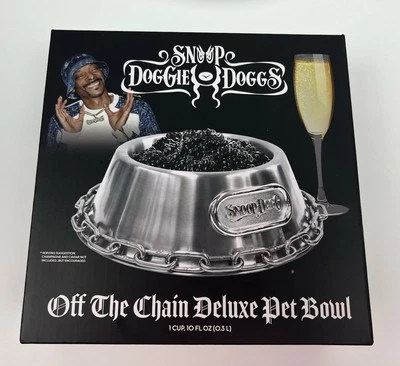 Snoop Doggie Doggs - Deluxe Off The Chain Pet Bowl - SILVER - 1 Cup, 10 OZ - NIB