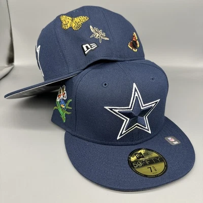 Gorra New Era x FELT Dallas Cowboys 59FIFTY Azul Marino Ajustada Mariposa 7 5/8 Foto 1 de 4