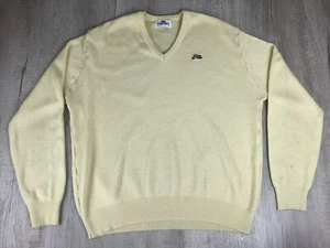 Vintage Garan Sweater Yellow 80s V Neck Made In USA Designer Mens Size Large - Picture 1 of 12