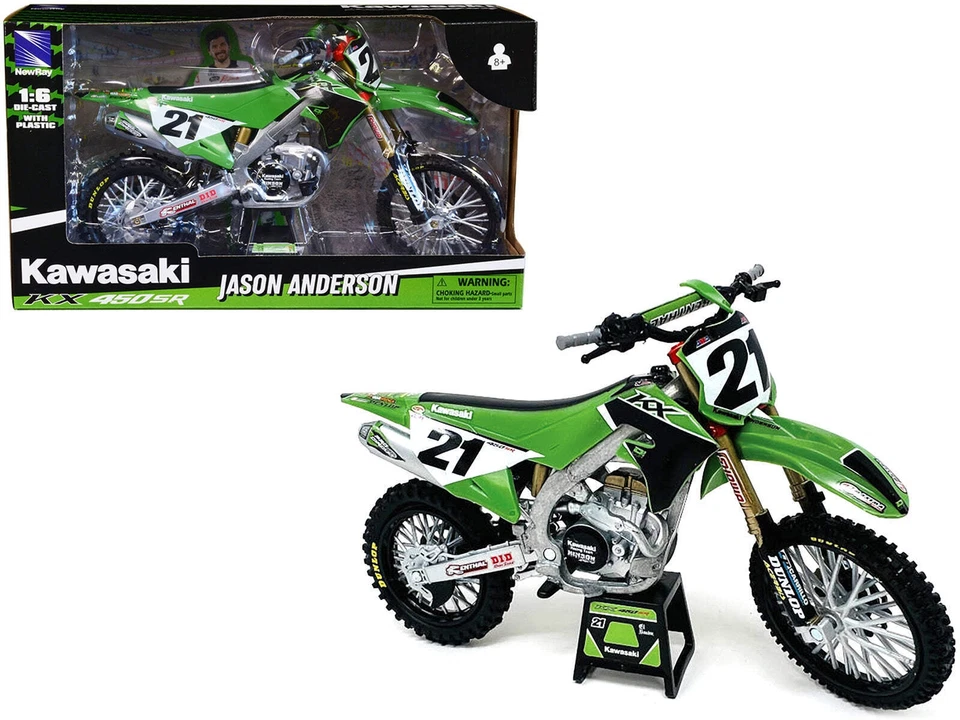 Motocicleta Kawasaki KX450SR #21 Jason Anderson verde y negro "Kawasa Foto 1 de 1