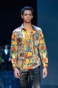 Barabas Men's Rhinestone Floral Animal  Long Sleeve Shirts 4SPR08 - Picture 1 of 7