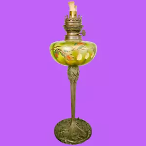 lampe à pétrole Unis France art nouveau flambeau lanterne luminaire antiquité - Imagen 1 de 24