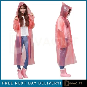 RED RAINCOAT RAIN COAT WATERPROOF HOODED FOR ADULT LADIES MENS FESTIVAL CAMPING - Picture 1 of 4
