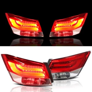 Red Clear LED Tail Lights Rear Brake Lamps For 2008-2012 Honda Accord Sedan L+R - Bild 1 von 12