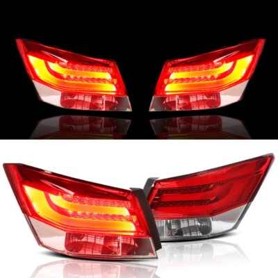 Luces traseras LED rojas transparentes luces de freno traseras para Honda Accord 2008-2012 sedán L+R Foto 1 de 4