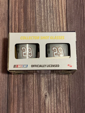 Nascar Set of Two #29 Kevin Harvick Collector Shot Glasses Open Box Cover
