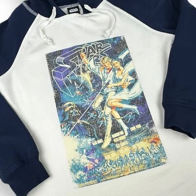 Sudadera con Capucha Raglán Gráfica Luke & Leia Star Wars A New Hope Talla Pequeña Usada en Excelente Condición Foto 1 de 4
