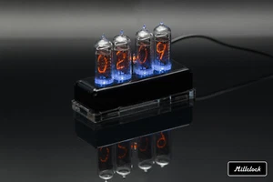 IN-14 NIXIE TUBE CLOCK ASSEMBLED ACRYLIC ENCLOSURE ADAPTER 4-tubes by MILLCLOCK - Picture 1 of 9