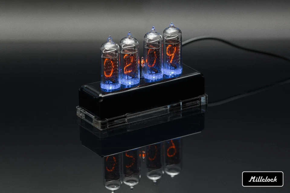 IN-14 NIXIE TUBE CLOCK ASSEMBLED ACRYLIC ENCLOSURE ADAPTER 4-tubes by MILLCLOCK - Image 1 of 4