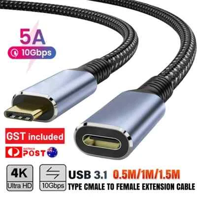 1.5M USB 3.1 Type C USB C Extension Cable Male to Female Extender Charging Cord - Image 1 of 4