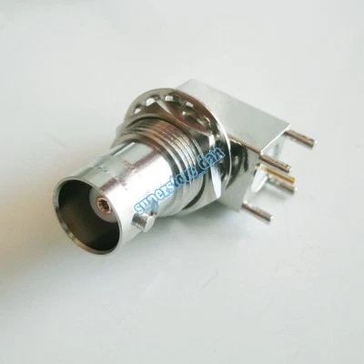 2Pcs BNC female Jack bulkhead 90 degree solder PCB mount right angle connector - Image 1 of 4