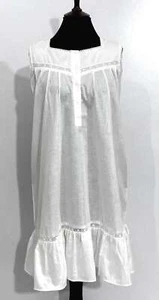 SoieRose Sleeveless 100% Cotton Short Victorian Nightgown with Lace Trims - Picture 1 of 6