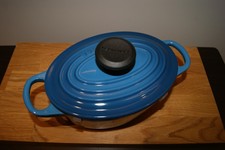Le Creuset Cast Iron 17cm Oval Shaped Casserole Pot - Marseille Blue