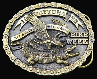 Daytona Bike Week 1995 Motocicleta Rally Alligator Eagle Vintage Hebilla de Cinturón Foto 1 de 4