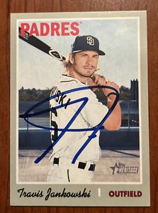 TRAVIS JANKOWSKI Signed 2019 Topps Heritage Baseball Card 2023 World Series AUTO