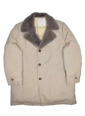 Vintage LL Bean Coat Mens 46 Khaki Mainer Goose Down Insulated Sherpa Collar USA - Image 1 of 4