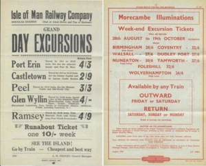 Eisenbahn Ephemera BR & Isle of Man Handzettel Morecambe Illuminations Repliken - Bild 1 von 3