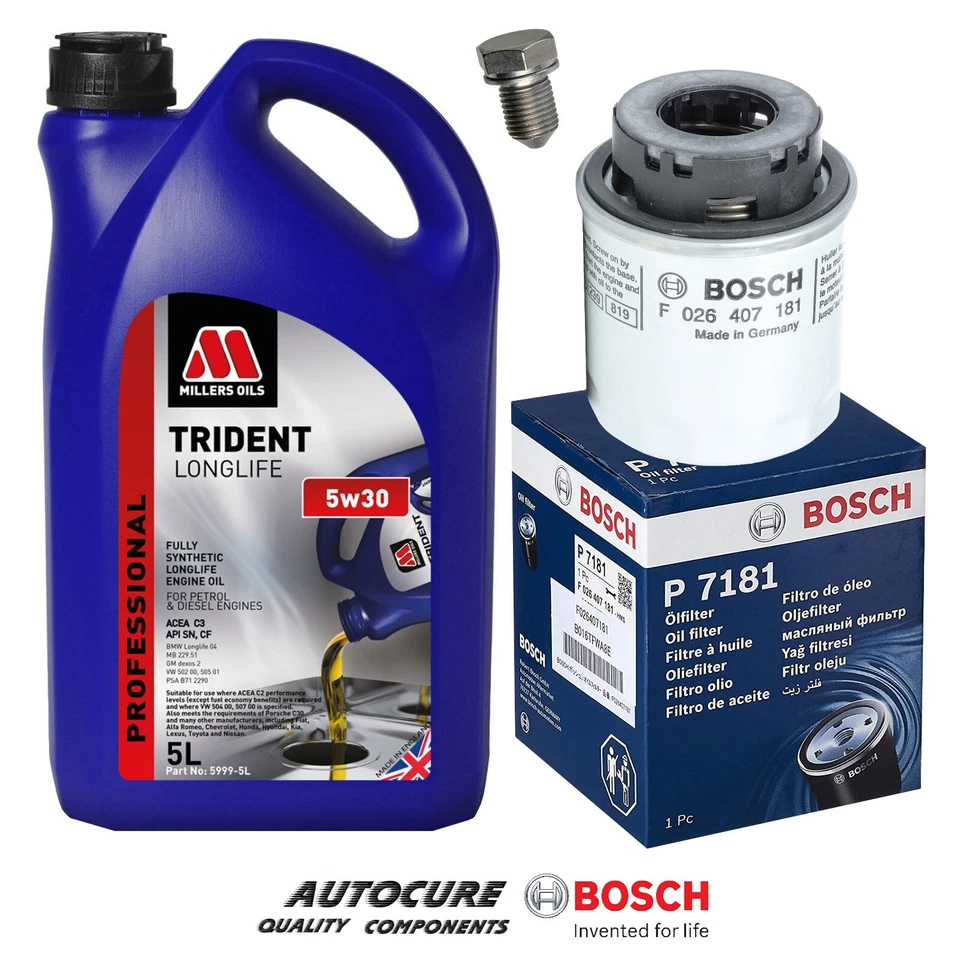 FOR SEAT IBIZA CUPRA 1.4 TSI MK4 2009-2016 BOSCH SERVICE KIT OIL FILTER & 5L OIL - Image 1 of 1
