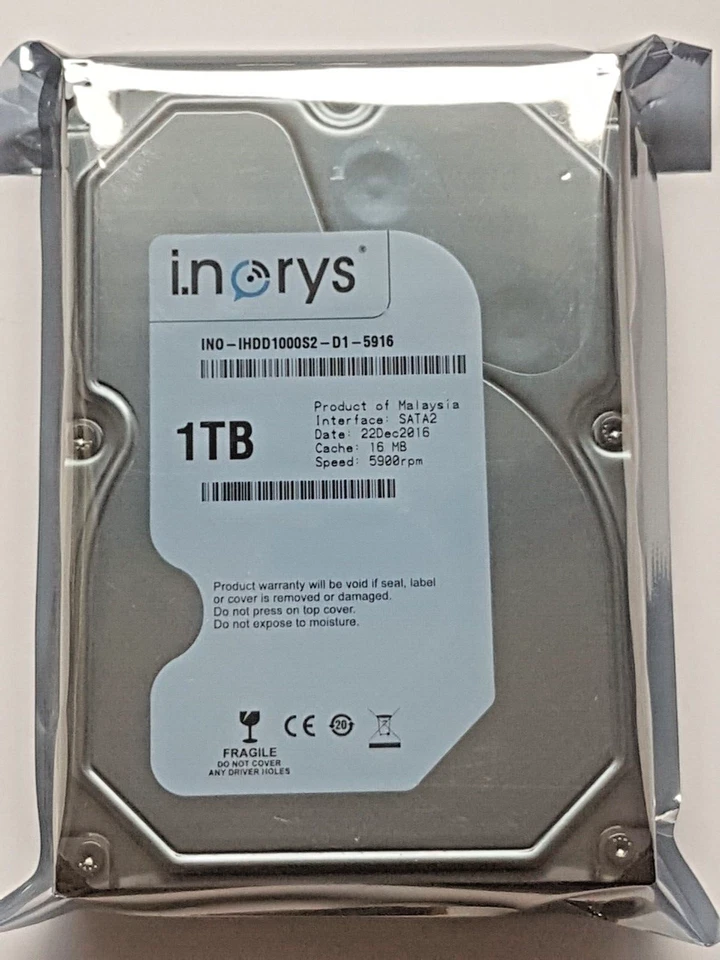 1 TB SATA I.NORYS INO-IHDD1000S2-D1-5916 5900RPM 16MB HDD 3.5" Hard Drive New - Image 1 of 1
