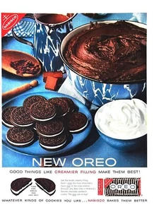 1960 NEW OREO COOKIES Large Vintage Print Ad Chocolate Nabisco - Picture 1 of 1
