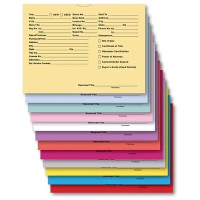 Vehicle Deal Envelopes (Deal Jackets) - Printed, 9" x 12", 100 Per Pack DSA-546 - Image 1 of 4