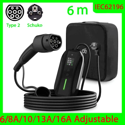 Kia Niro Cavo di Ricarica Tipo 2 Schuko Home Caricabatterie per Auto Elettrica EV Caricabatterie 6M - Immagine 1 di 4