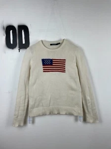 Polo Ralph Lauren maglione bandiera americana bianco taglia M - Foto 1 di 9