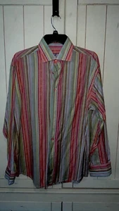 Bugatchi Men's Classic Fit Button Up Shirt Orange Long Sleeve Plaid (M) - Picture 1 of 12