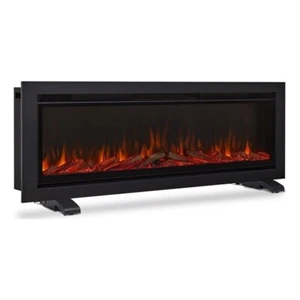 Real Flame 65" Metal and Glass Wall Mounted Electric Fireplace Insert in Black - Picture 1 of 13
