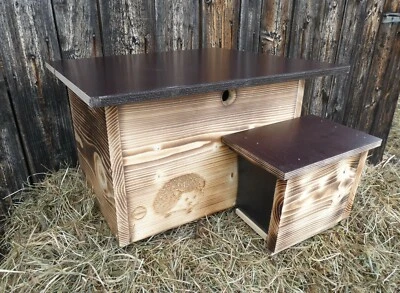 Igel futterhaus Igelvilla Winterfest geflammt Rattenklappe Labyrintheingang - Bild 1 von 2