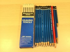 Vintage STAEDTLER MARS LUMOGRAPH DRAWING PENCILS JET BONDED              (MJ813)