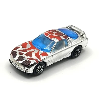 1995 Matchbox MatchCaps Mazda RX-7 Chrome 1:58 Scale Sports Car w/ Red Blotches - Image 1 of 4