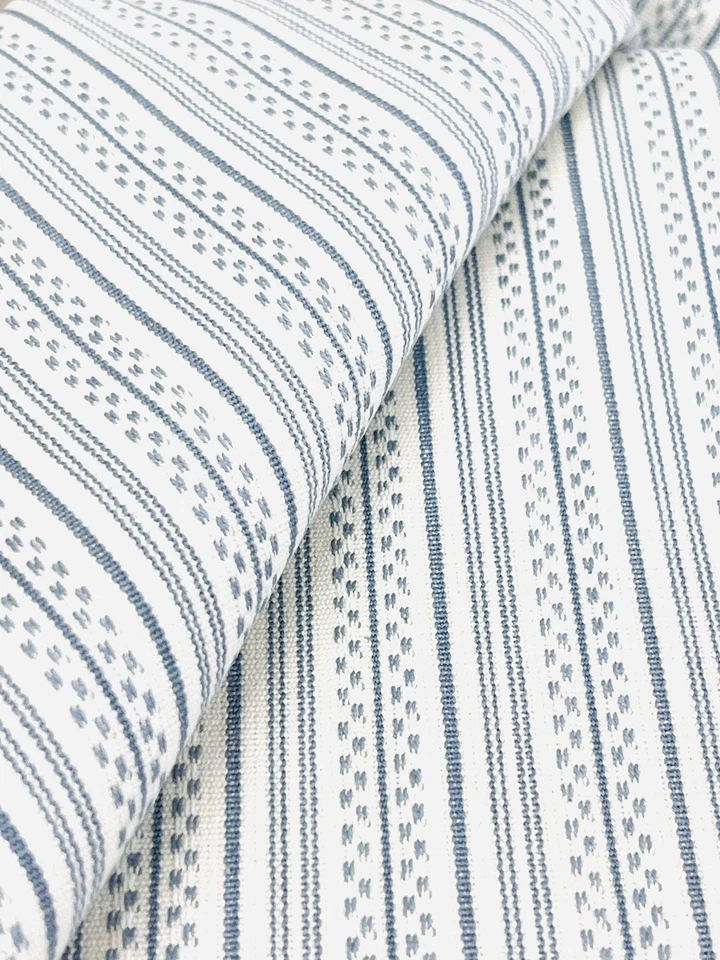 Schumacher Versatile Woven Cotton Stripe Fabric- Jack Stripe / Sky 71410 BTY