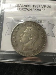 1937  New Zealand; 1/2 Crown, Coin Mart Graded**VF-20** KM# 11 - Picture 1 of 8