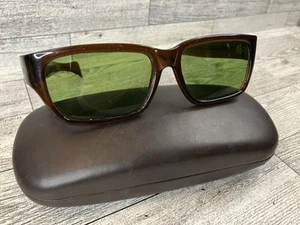 VINTAGE SAMCO ITALY SUNGLASSES ART DECO AMBER FRAME RARE GREEN LENS - Picture 1 of 9