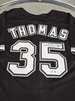 Camiseta deportiva Frank Thomas autografiada/firmada Beckett negra personalizada Foto 1 de 4
