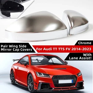 For Audi TT TTS 2014-2023 Chrome Side Wing Mirror Caps Covers With Lane Assist - Picture 1 of 4