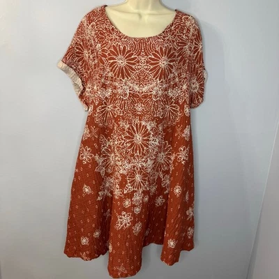 Free People Women’s Pinwheel Open-Back Mini Dress Coral Relax Casual Sz XL  - Image 1 of 4