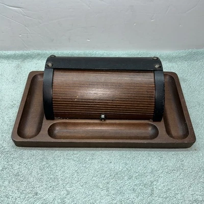 Vintage Wood Rolltop Desk Pencil Holder Japan Retro Decorative Organizer - Image 1 of 4