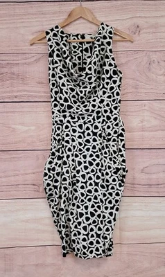 UTTAM BOUTIQUE Gr. 10 schwarz-weiß gemustertes Satinkleid - Bild 1 von 4