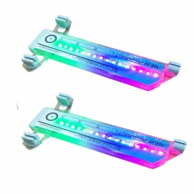 Luz de señal de radios de rueda de ciclismo colorida intermitente LED de 2 piezas para herramienta de bicicleta Foto 1 de 4