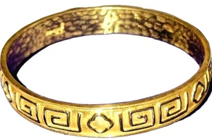 Julie Vos 24K Gold Plated Greek Key Clover Bangle Bracelet with Jewelry Bag - Picture 1 of 4