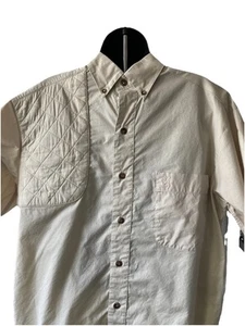 Browning Shooting Shirt Mens Medium Beige Short Sleeve Padded Shoulder Hunting - Picture 1 of 15