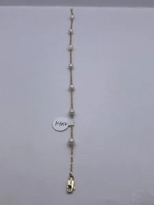 14KT Yellow Gold Danty Pearl Bracelet 8.75in Long 2.7 Grams - Picture 1 of 10