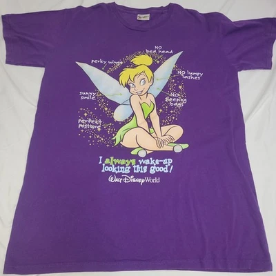 复古迪士尼 Peter Pan Tink Bell 紫色睡衬衫 均码 适合所有   — 第 1/4 张图片
